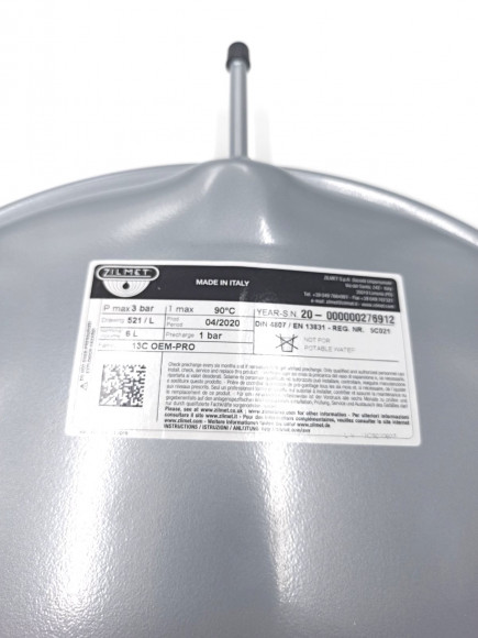 Расширительный бак ZILMET 6 л, G3/8, подходит для ARISTON 998616 / BIASI BI1172103 / BOSCH 87054070050/ ELECTROLUX 1172103 / BUDERUS 87054070050 /JUNKERS 87054070050 Расширительный бак ZILMET 6 л, G3/8, подходит для ARISTON 998616 / BIASI BI1172103 / BOSCH 87054070050/ ELECTROLUX 1172103 / BUDERUS 87054070050 /JUNKERS 87054070050
